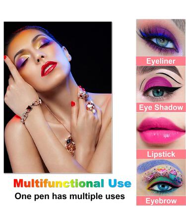 Glitter Eyeliner Pen Set - 12 Colored Waterproof Eye Liners for Women - Long-Lasting Professional Makeup - Colorful Set 02 - Buy Online on SooperMarket.com