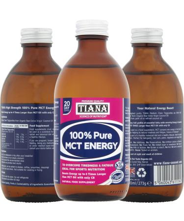 Tiana Fairtrade Organics Pure MCT Oil Energy Weight Loss 300ml Pack of 2 Unflavoured 150 ml (Pack of 2)