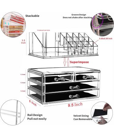 Cq acrylic Clear Makeup Organizer & Storage 4 Drawers - Set of 2 | Cosmetic & Jewelry Display Case for Beauty Skincare Products - Buy Online on SooperMarket.com
