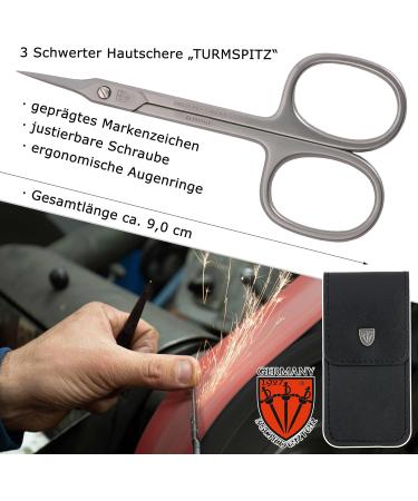 Three Swords Skin Rapid Tower Tip Scissors - Precision Skin Residue Removal | Rustproof German Quality | Black Synthetic Leather Case Included - Buy Online on SooperMarket.com