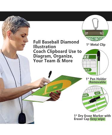 PHYSIZZ Dry Erase Baseball Coaches Clipboard - Double-Sided Coach Lineup Marker Board for Baseball & Softball - Buy Online on SooperMarket.com