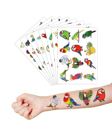 Parrot Bird Temporary Tattoo Stickers - Tropical Themed Birthday Party Decorations for Kids - 96PCS Set - Classroom Prizes & Gifts - Buy Online on SooperMarket.com