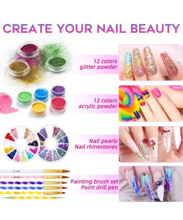 Professional Acrylic Nail Kit for Beginners - Glitter Powder Set with Nail Drill & UV LED Lamp - Buy Online on SooperMarket.com