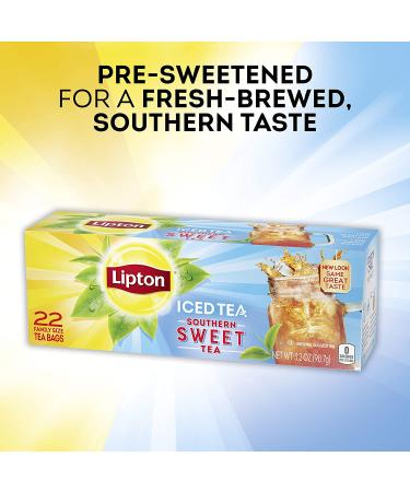 Lipton Family-Sized Black Iced Tea Bags - Southern Sweet Tea 22 ct (Pack of 6) - Buy Online on SooperMarket.com
