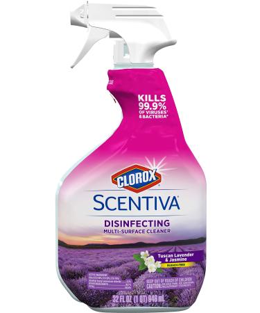 Clorox Scentiva Multi Surface Cleaner, Spray Bottle, Bleach Free, Tuscan Lavender & Jasmine, 32 Ounces (31387) (Pack of 6)