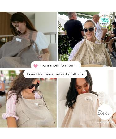 Nursing Cover for Breastfeeding & Pumping | Multi-Use Car Seat Stroller Cover | Organic Muslin Cotton for Baby | TISU Pastel Colors (Sand Neutral) - Buy Online on SooperMarket.com