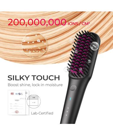 TYMO Portable Hair Straightener Brush - Lightweight Ionic Mini Hot Comb for Travel Dual Voltage Ceramic Tourmaline Straightening Brush for Women - Buy Online on SooperMarket.com