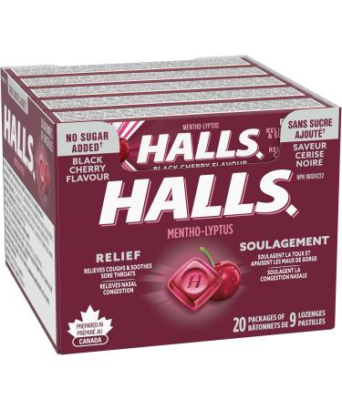 HALLS No Sugar Added Black Cherry Cough Drops Throat Lozenges Sore Throat Relief Mentho-Lyptus 9 Lozenges Cough Drops Black Cherry Singles (Full Tray) - Buy Online on SooperMarket.com