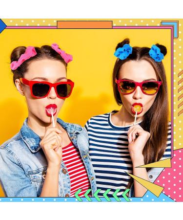 Yunlly 80s Neon Scrunchies - 96 Pcs Hair Ties for Women | 6 Colors - Buy Online on SooperMarket.com