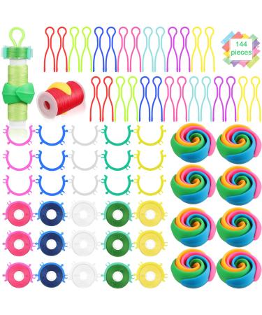 144 Pieces Bobbin Thread Buddies Set Includes 70 Bobbin Holder Clips Color Thread Clips Holder Tool, 32 Thread Spool Huggers, 42 Bobbin Thread Holders for Thread Spool Organizing