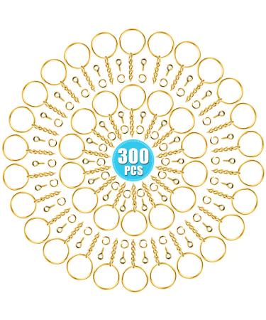 Keychain Rings for Crafts Gold  PAXCOO Key Chains Rings Kit Includes 100Pcs Split Key Ring with Chain  100pcs Jump Rings and 100pcs Screw Eye Pins for Resin Keychain Making
