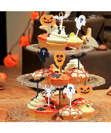 Rsstarxi 50 Pack Plastic Halloween Food Toothpicks Halloween Cupcake Toppers Pumpkin Ghost Spider Bat Cupcake Food Picks for Fruit Appetizer halloween Birthday Party Cake Decorations Design 16 - Buy Online on SooperMarket.com