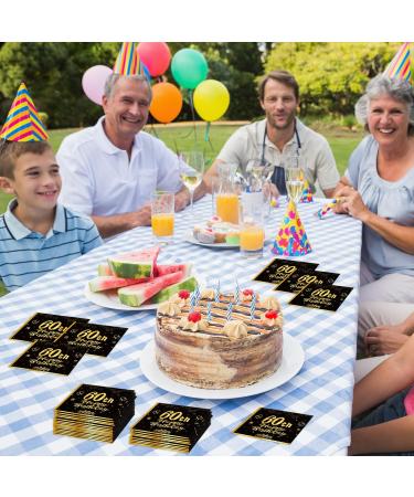 40 Black Birthday Napkins - 60 Black Gold Paper Napkins for 33x33cm Party Decor | Perfect for Men's & Women's 60th Birthday Celebrations - Buy Online on SooperMarket.com