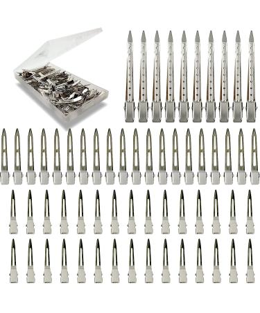 60Pcs Silver Metal Duck Bill Hair Clips for Women - Styling Sectioning, Pin Curl, Alligator Roller Clip Set with Case - Buy Online on SooperMarket.com