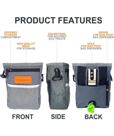 Tripolaco Multifunctional Dog Treat Bag - Spacious Training & Walking Companion with Feces Dispenser - Gray - Buy Online on SooperMarket.com