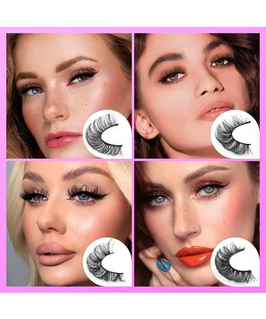 Newcally 20 Pairs D Curl Mink False Eyelashes - Fluffy Natural Look Russian Strip Lashes - Buy Online on SooperMarket.com