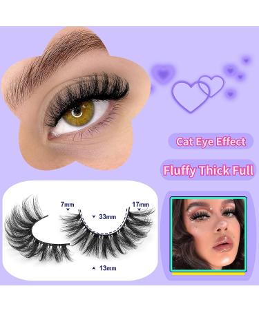 Geeneiya 8D Cat Eye 17mm Mink False Eyelashes - Fluffy Long Lashes for All Eye Shapes - Buy Online on SooperMarket.com