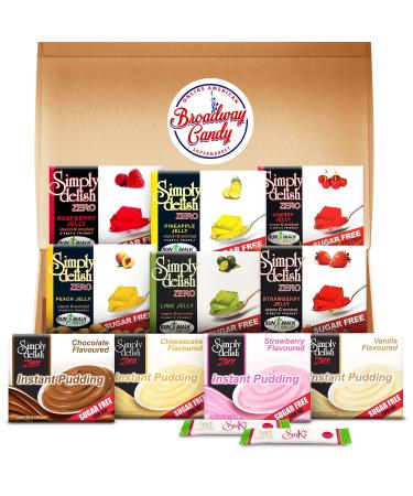 Simply Delish Sugar Free Jelly & Pudding Variety - | 10 Pack by Broadway Candy | Fat-Free No Preservatives | Suitable for Diabetics