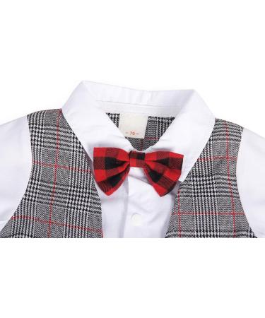 AmzBarley Baby Boys Gentlemans Outfit Suit | Long/Short Sleeve Shirt Pants Vest Bowtie Tuxedo Rompers | Grey 129 | 18-24 Months - Buy Online on SooperMarket.com