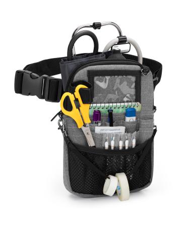 Trunab Nurse Fanny Pack with Tape Holder and Multiple Compartments Vet Nurse Pouch with Adjustable Waist Strap Utility Nurse Waist Bag for Stethoscopes Scissors and Other Medical Supplies Grey