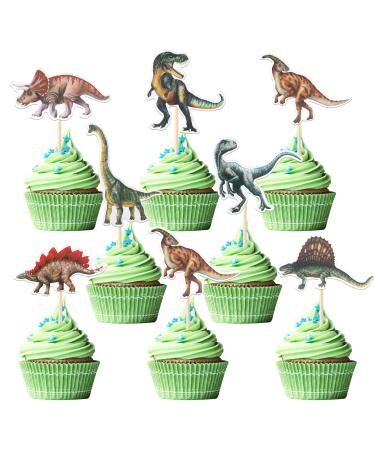 35 Pack Dinosaur Cupcake Toppers Glitter Dino Roar Dinosaur Cupcake Picks Baby Shower Kids Birthday Party Cake Decorations Supplies Black 13