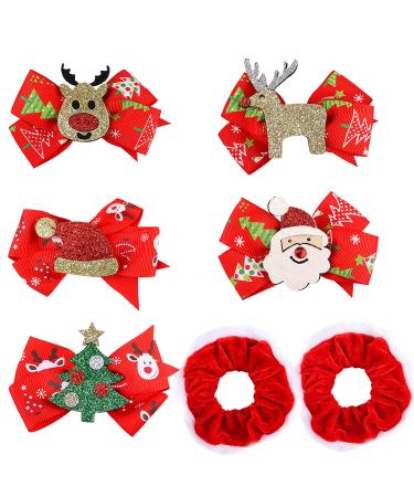 Christmas Hair Clips+Hair scrunchies Christmas Hair Bows Barrettes Hair Pieces Accessories for Women and Girls 01+02+03+04+05