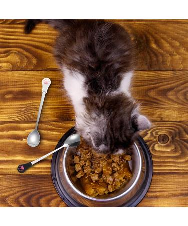 2 Pc Stainless Steel Pet Can Spoons - White & Black Cat Claw Spoon for Dog and Cat Food Cans - Buy Online on SooperMarket.com