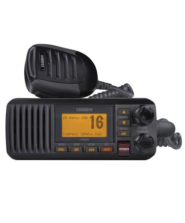 Uniden UM385BK 25 Watt Fixed Mount Marine Vhf Radio, Waterproof IPX4 W/ Triple Watch, Dsc, Emergency/Noaa Weather Alert, All Usa/International/Canadian Marine Channels, Memory Channel Scan, Black