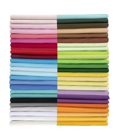 Aubliss 50pcs 9.84" x 9.84" (25cm x 25cm) Cotton Fabric Bundle PreCut Squares Fat Quarter for Patchwork Sewing DIY Craft Quilting Fabric (Bright Solid Colors) 50pcs-solid