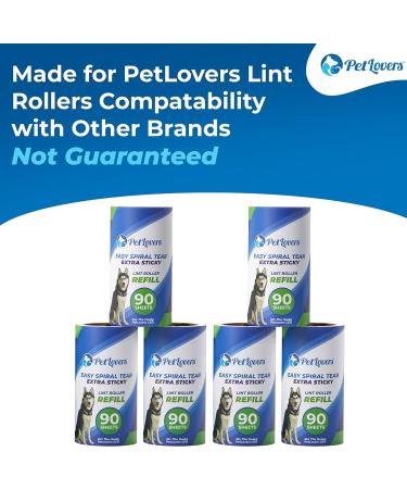 PetLovers Lint Roller Refills - 540 Sheets Extra Sticky for Pet Hair Removal - 6 Pack - Buy Online on SooperMarket.com