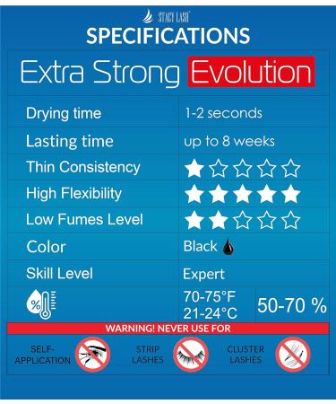 Stacy Lash Extra Strong Evolution Eyelash Extension Glue 5ml & Primer 40ml Set - Black Adhesive for Individual Extensions | Professional Grade Protein Oil Remover & Super Sealer Included - Buy Online on SooperMarket.com