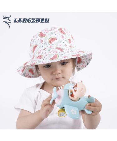 LASSIG Beach Sun Protection Hat for Baby Girls | Adjustable Toddler Kids Hat with Chin Strap | Watermelon 6-12 Months - Buy Online on SooperMarket.com