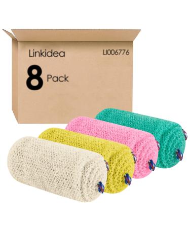 Linkidea 8 Pack African Exfoliating Net Back Scrubber Shower Bulk Pack Wholesale Multi-Pack Exfoliating Wash Towel Long with Ropes for Shower Deep Cleaning Massages