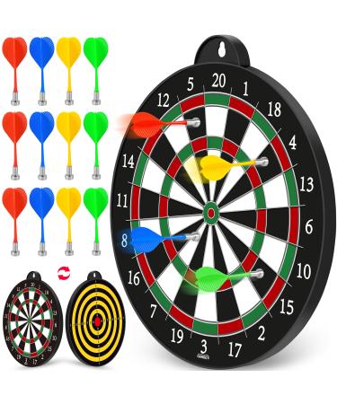 GaHoo Magnetic Dart Board, Safe Dart Game Toy for Kids, 12pcs Magnetic Darts, Excellent Indoor Game and Party Game, Double Sided Dart Board Toys Gifts for 4 5 6 7 8 9 10-12 Years Old Boy Girl Adults
