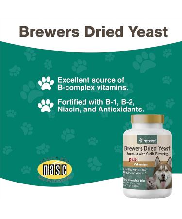 NaturVet Brewer Dried Yeast & Garlic Vitamins for Dogs & Cats - 100 Count | Premium Pet Supplements for Health - Buy Online on SooperMarket.com