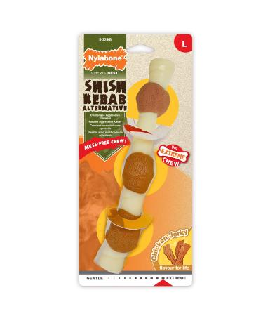 Nylabone Extreme Tough Dog Chew Toy Shish Kebab Chicken Jerky Flavour Mess-Free Large For Dogs Up To 23Kg - L