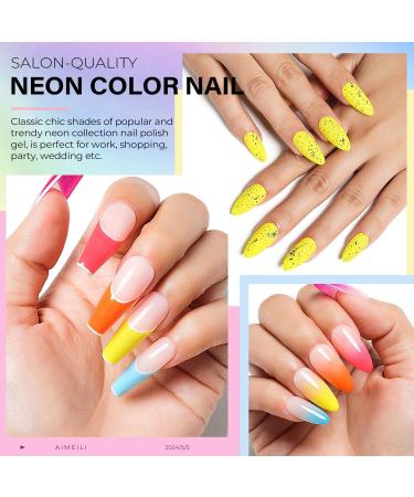 AIMEILI Neon Gel Nail Polish 6 Colours Red Yellow Summer Gel Polish Set UV LED Fluorescent Nail Salon Set Gel Nail Varnish Manicure - Long Lasting & Easy to Apply 10ml - Kit 11 KIT6-11 1.67 ml (Pack of 6) - Buy Online on SooperMarket.com