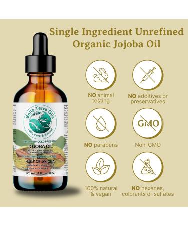 Jojoba Oil 120 ml 100% Pure Cold-pressed Unrefined Organic Premium Quality - Bella Terra Oils  - Buy Online on SooperMarket.com