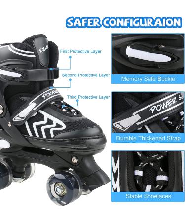 SZHZS Kids Roller Skates | Adjustable for Youth and Adults | All Light up Wheels | Black&White - Medium - Buy Online on SooperMarket.com