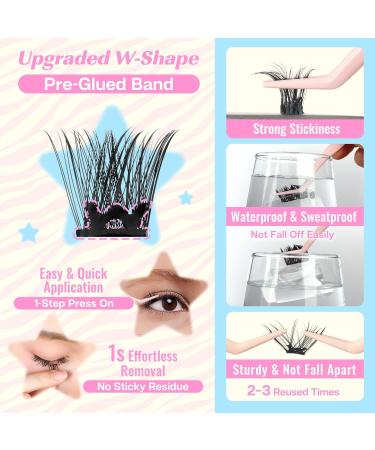 CALAILIS Self Adhesive Eyelashes - 72 Pcs D Curl Press-On Lash Clusters No Glue Needed Reusable DIY Kit with Tweezers for Beginners - ZN23 - Buy Online on SooperMarket.com