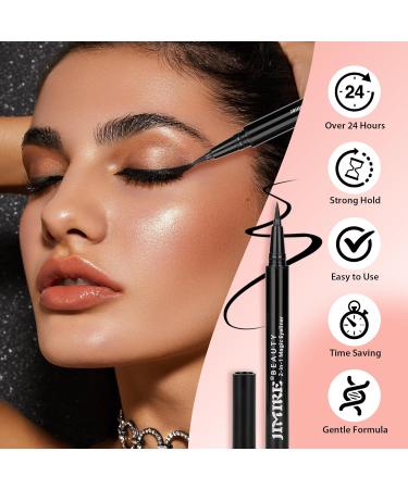 JIMIRE False Eyelashes Wispy Fluffy Cat Eye 6D Volume Russian Strip D Curl Faux Mink Lashes with 2 in 1 Magic Eyelash Glue and Tweezers Look Like Lash Extension 7 Pairs Pack - Buy Online on SooperMarket.com