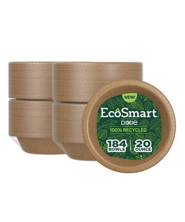 EcoSmart 100% Recycled Fiber Paper Bowls 20 Ounce Disposable Bowl 184 Eco-Friendly Bowls 46 Count (Pack of 4)