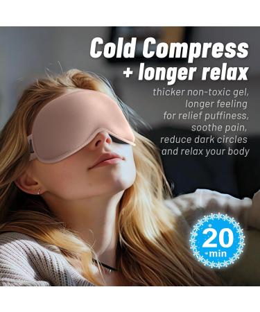 Cooling Gel 3D Sleep Eye Mask - Weighted Blackout Eye Mask for Dark Circles & Puffiness - Comfortable Reusable & Eyelash-Friendly - Relaxing Sleep in Pink - Buy Online on SooperMarket.com