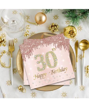 40 Pink Napkins for 30th Birthday - Premium 33x33cm Party Decor for Men & Women - Buy Online on SooperMarket.com
