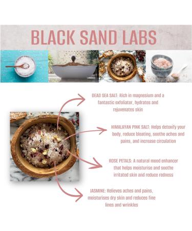 Black Sand Labs Floral Amour Premium Bath Salts - Dead Sea & Himalayan Pink Salt Blend with Rose Petals and Jasmine for Skin Rejuvenation - Luxury Bath Salts for Women - Buy Online on SooperMarket.com