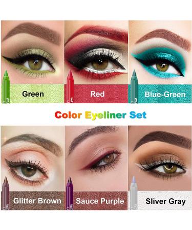 Glitter Eyeliner Pen Set - 12 Colored Waterproof Eye Liners for Women - Long-Lasting Professional Makeup - Colorful Set 02 - Buy Online on SooperMarket.com