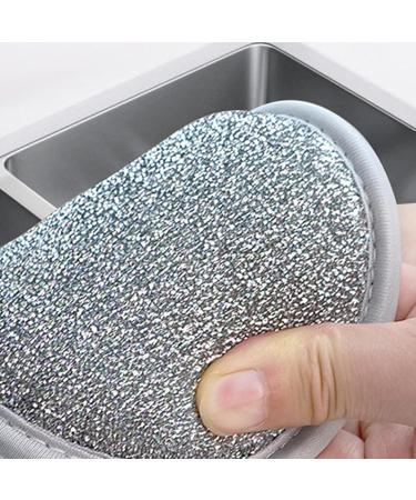 Tainrunse Sponge Wire Dishcloths Double-ply Cleaning Pads 5/10 Pcs Dishwashing Rags for Wet Dry Multipurpose Double-sided Non Scratch Dishcloth Silver 5pcs 5pcs Silver - Buy Online on SooperMarket.com