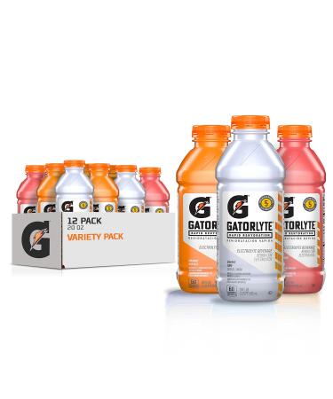 Gatorlyte Rapid Rehydration Electrolyte Beverage, 3 Flavor Variety Pack, 20oz Bottles (12 Pack) 3-Flavor Variety Pack