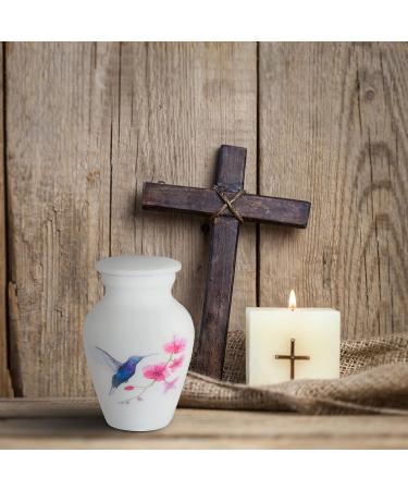 SMARA Small Keepsake Cremation Urn with Velvet Case | Choose From Unique Colors lovely Sharing Mini Metal Token For Human Ashes or Pet. (Keepsake Hummingbird (White)) Keepsake Hummingbird (White) - Buy Online on SooperMarket.com