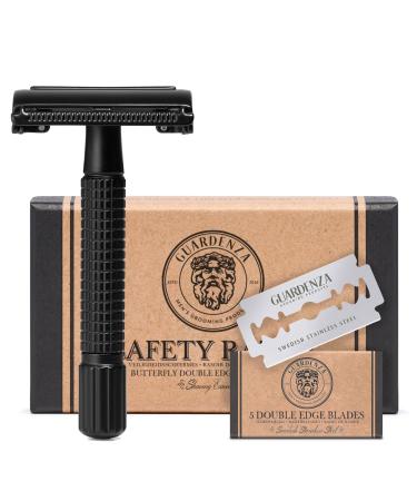 Guardenza Double-Edge Safety Razor Butterfly | matt black | Classic razor | Barber razor | incl. razor blades